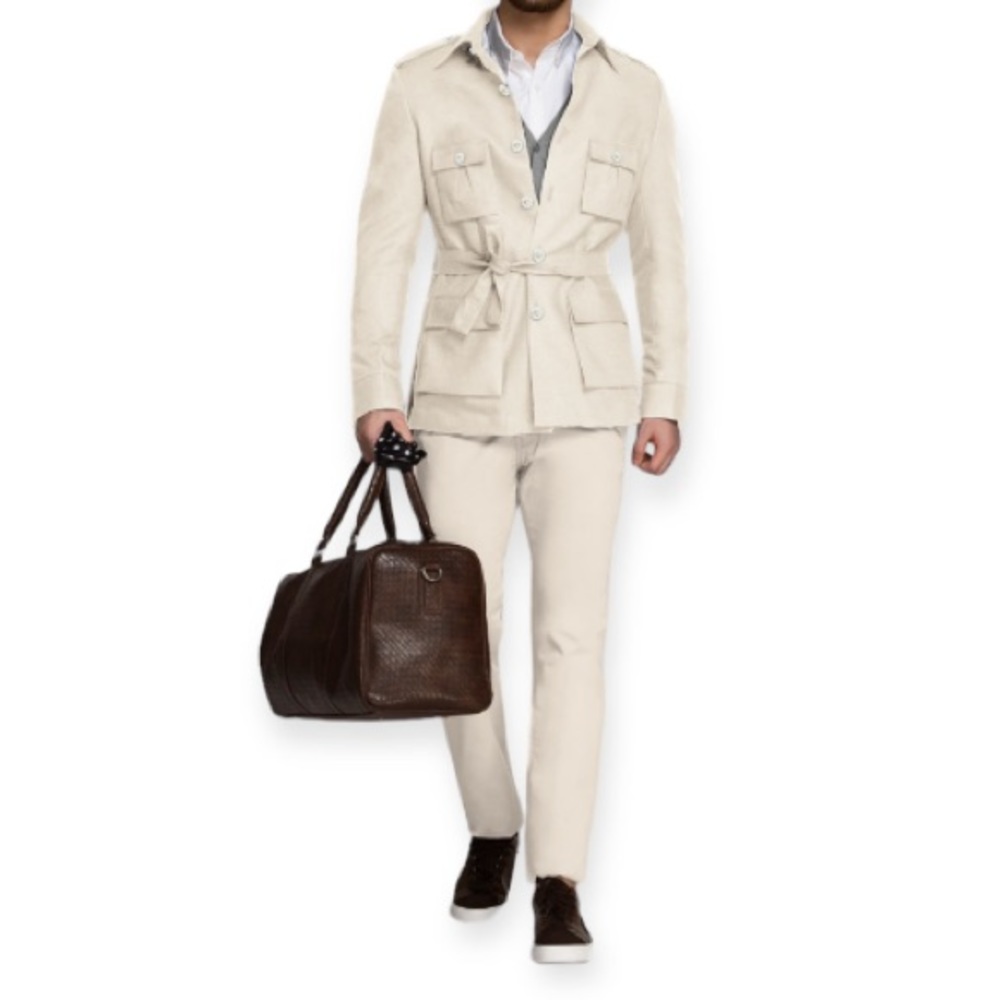 Lacoste Unisex Safari 💯 Cotton Khaki Jacket Size 48-3